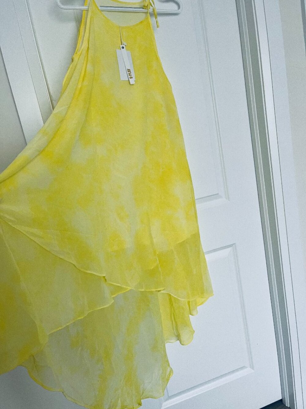 NWT Yellow Ombre Chiffon Halter Mini Dress High-Low Hem